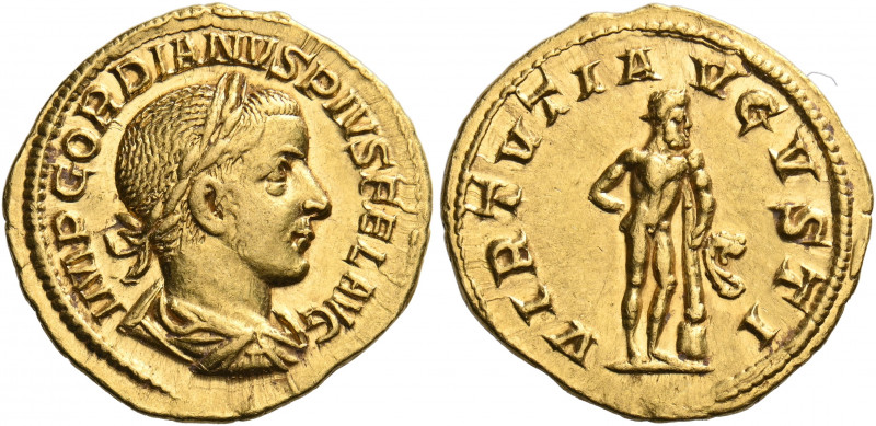 Gordian III, 238-244. Aureus (Gold, 20.5 mm, 4.70 g, 12 h), Rome, late 240-early...