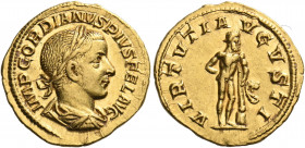 Gordian III, 238-244. Aureus (Gold, 20.5 mm, 4.70 g, 12 h), Rome, late 240-early 243. IMP GORDIANVS PIVS FEL AVG Laureate, draped, and cuirassed bust ...