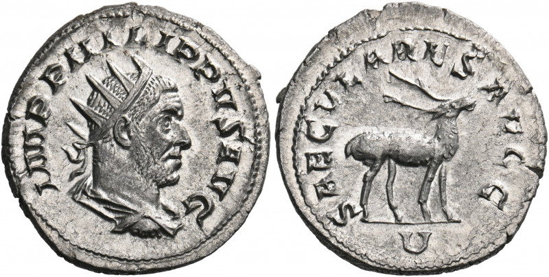 Philip I, AD 244-249. Antoninianus (Silver, 22 mm, 4.00 g, 12 h), commemorating ...