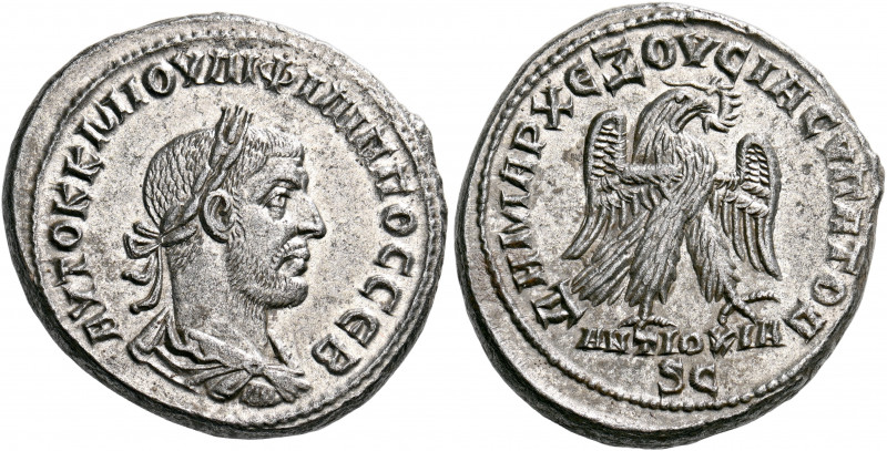 Philip I, 244-249. Tetradrachm (Silver, 27 mm, 11.76 g, 7 h), Antioch in Seleuci...