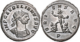 Aurelian, 270-275. Antoninianus (Billon, 24 mm, 4.14 g, 11 h), Serdica, P = 1st officina, Spring 274. IMP C AVRELIANVS AVG Radiate and cuirassed bust ...