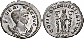 Severina, Augusta, 270-275. Antoninianus (Billon, 22 mm, 4.09 g, 11 h), Siscia, S = 2nd officina, autumn 274-spring 275. SEVERINAE AVG Diademed and dr...
