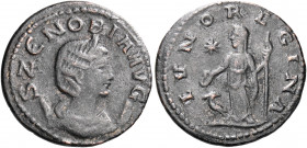 Zenobia, usurper, 268-272. Antoninianus (Billon, 20 mm, 3.56 g, 6 h), Antioch, March-May 272. S ZENOBIA AVG Diademed and draped bust of Zenobia to rig...