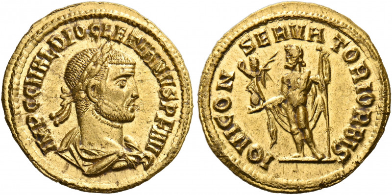 Diocletian, 284-305. Aureus (Gold, 20.5 mm, 4.54 g, 12 h), Cyzicus, 284-286. IMP...