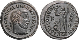 Valerius Valens, 316-317. Follis (Bronze, 21.5 mm, 3.91 g, 6 h), Alexandria, 2nd officina. IMP C AVR VAL VALENS P F AVG Laureate head of Valens to rig...