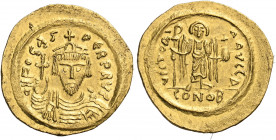 Phocas, 602-610. Solidus (Gold, 22 mm, 4.47 g, 7 h), Constantinople, Δ = 4th officina, 603-607. d N FOCAS PERP AVI Crowned, draped and cuirassed bust ...