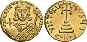 Philippicus (Bardanes), 711-713. Solidus (Gold, 20 mm, 4.27 g, 5 h), Constantinople, I = 10th officina. d N FILEPICЧS MЧL-TЧS AN Crowned bust of Phili...