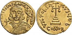 Philippicus (Bardanes), 711-713. Solidus (Gold, 20 mm, 4.47 g, 6 h), Constantinople, Θ = 9th officina. d N FILEPPICЧS MЧL-TЧS AN Crowned bust of Phili...