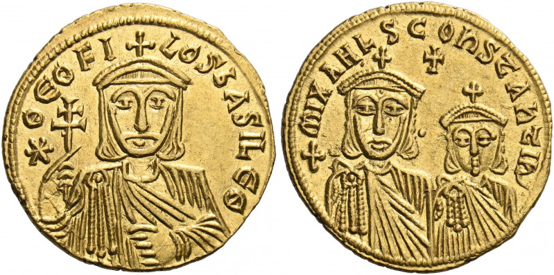 Theophilus, with Constantine and Michael II, 829-842. Solidus (Gold, 21 mm, 4.35...