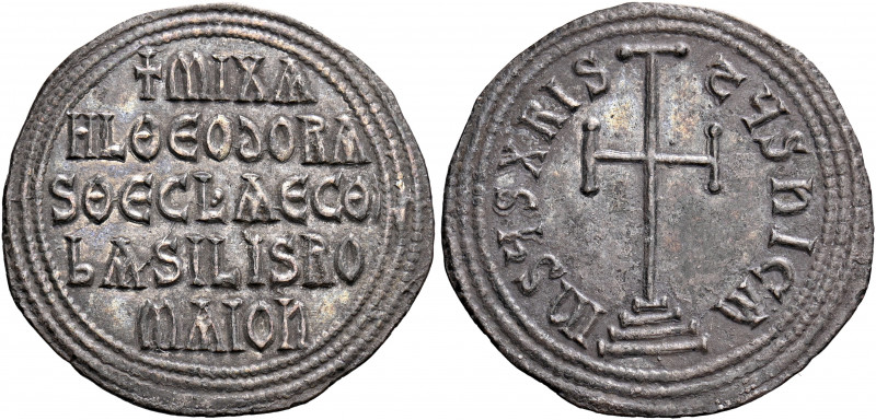 Michael III "the Drunkard", with Theodora and Thecla, 842-867. Miliaresion (Silv...