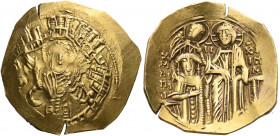Michael VIII Palaeologus, 1261-1282. Hyperpyron (Gold, 24.5 mm, 4.14 g, 5 h), Class II, Constantinople. MP ΘY Half-length facing figure of the Theotok...