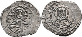 John VIII Palaeologus, 1425-1448. Stavraton (Silver, 26.5 mm, 8.08 g, 6 h), Constantinople. IC XC Nimbate bust of Christ Pantokrator facing, raising r...