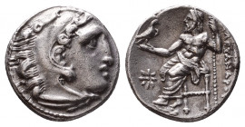 Kingdom of Macedon. Philip III Arrhidaios AR Drachm. Kolophon, circa 322-319 BC.
Struck under Menander or Kleitos in the name of Alexander.
Head of ...