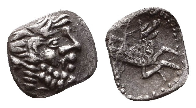 Greek Obol, Ca. 350-300 BC. AR
Lycaonia, Laranda. AR Obol, c. 324/3 BC.
Obv. H...