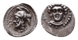 Greek Obol, Ca. 350-300 BC. AR
CILICIA. Tarsos. Tarkumuwa (Datames). Satrap of Cilicia and Cappadocia (384-361/0 BC). Hemiobol.
Condition: Very Fine...
