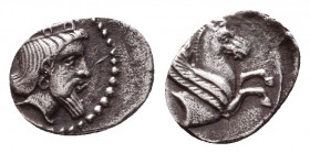 CILICIA, Uncertain. 4th Century BC. Obol. Crowned and bearded head to right (of the Persian Great King?). Rev. Forepart of Pegasus to right. Göktürk -...