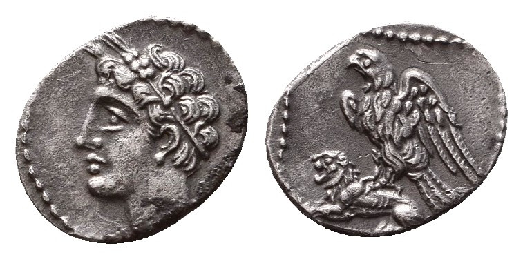 CILICIA. Uncertain mint. 4th Century BC. Obol. Youthful male head to left, weari...