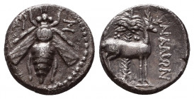 PHOENICIA, Aradus. Drachm 153/152. Bee with straight wings seen from above between zP and monogram. Rev. APAΔDIΩN Stag standing to r. in front of palm...