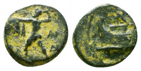 Kingdom of Macedon, Demetrios I Poliorketes Æ. Uncertain Anatolian mint, circa 298-295 BC.

Condition: Very Fine

Weight: 1.7 gr
Diameter: 12 mm
