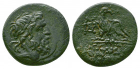 PONTOS. Pharnakeia. Ae (Circa 85-65 BC). Time of Mithradates VI Eupator.
Obv: Laureate head of Zeus right.
Rev: ΦΑΡΝΑΚΕΙΑΣ.
Eagle standing left on ...