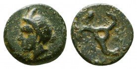 DYNASTS OF LYCIA. Perikles (Circa 380-360 BC). Ae.
Obv: Horned head of Pan left .
Rev: Triskeles.
SNG von Aulock 4257-8.

Condition: Very Fine
...