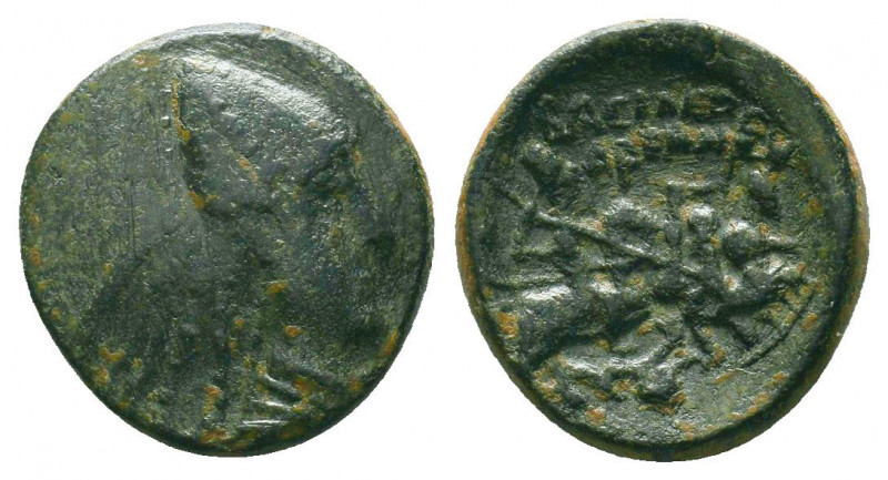 KINGS of SOPHENE. Arsames I, circa 240 BC. Dichalkon. Draped bust of Arsames to ...