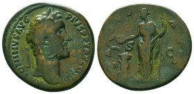 Roman Imperial Coins.
Antoninus Pius AD 138-161. Struck AD 152-153. Rome
Sestertius Æ
34 mm., 29,08 g.
ANTONINVS AVG PIVS P P TR P XVI, laureate h...