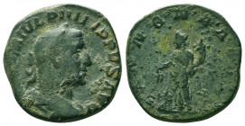 Roman Imperial Coins.
Philip I Ӕ Sestertius. Rome, AD 244
Condition: Very Fine

Weight: 16.3 gr
Diameter: 28 mm