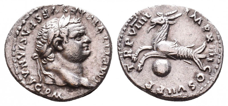 Roman Imperial Coins.
VESPASIAN. 69-79 AD. AR Denarius (3.51 gm). Struck 79 AD....