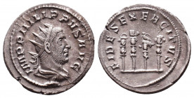 Roman Imperial Coins.
Philip I Arab AD 244-249. Rome Antoninianus AR
Condition: Very Fine

Weight: 3.4 gr
Diameter: 23 mm