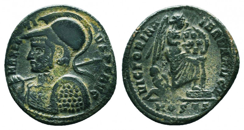 Roman Imperial Coins.
Maxentius Æ . Ostia, AD 310-312. Helmeted and cuirassed b...