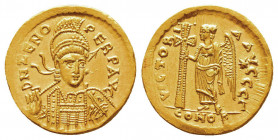Roman Imperial Coins.
Zeno, Eastern Roman Emperor (AD 474-491). AV solidus.
Constantinople, 3rd officina, second reign, AD 476-491. D N ZENO PERP AV...