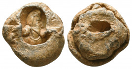 A Roman period Persian imperial seal.
Rare and unusual!

Obverse: Persian imperial bust to right in hollow.

Reverse: Flat (broken).

A very un...