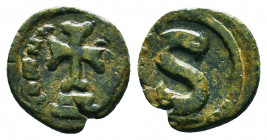 Byzantine Coins, 7th - 13th Centuries
Heraclius. 610-641. AE 6 nummi . Alexandria mint. dd m hERACLS (or similar), cross potent on base / Large S. SB...