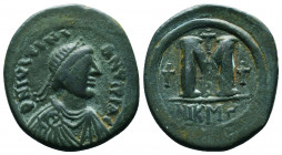 Byzantine Coins, 7th - 13th Centuries
Justinian I. A.D. 527-565. AE 
Condition: Very Fine

Weight: 15.5 gr
Diameter: 31 mm