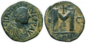Byzantine Coins, 7th - 13th Centuries
Justinian I. A.D. 527-565. AE 
Condition: Very Fine

Weight: 14.0 gr
Diameter: 31 mm