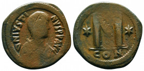 Byzantine Coins, 7th - 13th Centuries
Justinian I. A.D. 527-565. AE 
Condition: Very Fine

Weight: 17.8 gr
Diameter: 33 mm