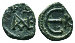 Byzantine Coins, 7th - 13th Centuries
Justinian I. A.D. 527-565. AE 
Condition: Very Fine

Weight: 2.4 gr
Diameter: 14 mm