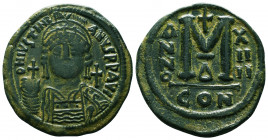 Byzantine Coins, 7th - 13th Centuries
Justinian I. A.D. 527-565. AE 
Condition: Very Fine

Weight: 23.8 gr
Diameter: 39 mm