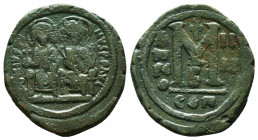 Byzantine Coins, 7th - 13th Centuries
Justin II and Sophia (565-578). Æ
Condition: Very Fine

Weight: 15.3 gr
Diameter: 27 mm