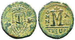 Byzantine Coins, 7th - 13th Centuries
Mauricius Tiberius (582-602 AD). AE
Condition: Very Fine

Weight: 11.6 gr
Diameter: 27 mm