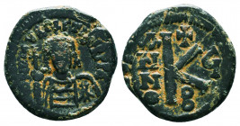 Byzantine Coins, 7th - 13th Centuries
Mauricius Tiberius (582-602 AD). AE
Condition: Very Fine

Weight: 5.7 gr
Diameter: 21 mm