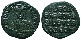 Byzantine Coins, 7th - 13th Centuries
Leo VI the Wise. AD 886-912. Constantinople Follis Æ
Condition: Very Fine

Weight: 6.2 gr
Diameter: 25 mm