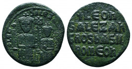 Byzantine Coins, 7th - 13th Centuries
LEO VI THE WISE (886-912). Follis. Constantinople.
Obv: + LEOn S ALEXAnGROS.
Leo VI and Alexander, each crown...