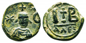 Byzantine Coins, 7th - 13th Centuries
HERACLIUS. 610-641 AD. Æ 12 nummi. Alexandria mint. Struck during the Persian occupation, 618-628 AD. Crowned f...