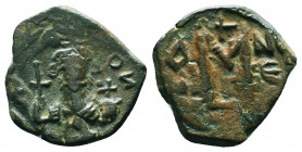 Byzantine Coins, 7th - 13th Centuries
Constans II., 641-668, AE 1/2 Follis 
Condition: Very Fine

Weight: 3.9 gr
Diameter: 20 mm