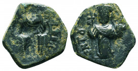 Byzantine Coins, 7th - 13th Centuries
Brockage strike.
Constans II., 641-668, AE 1/2 Follis 
Condition: Very Fine

Weight: 3.8 gr
Diameter: 22 m...