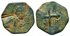 Crusaders Coins Ae, Circa 1095 - 1271 AD,
CRUSADERS. Antioch. Bohémond I , 1098-1111. Follis. Nimbate bust of St. Peter facing, wearing tunic, raisin...