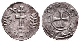 Crusaders Coins AR, Circa 1095 - 1271 AD,
CRUSADERS, Latin Kingdom of Jerusalem. Anonymous. 12th century. BI Denier. + CRVI CIS (sic), cross pattée; ...