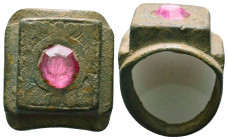 Very Large Bronze Ring With a nice stone on it !

Condition: Very Fine

Weight: 21.7 gr
Diameter: 29 mm